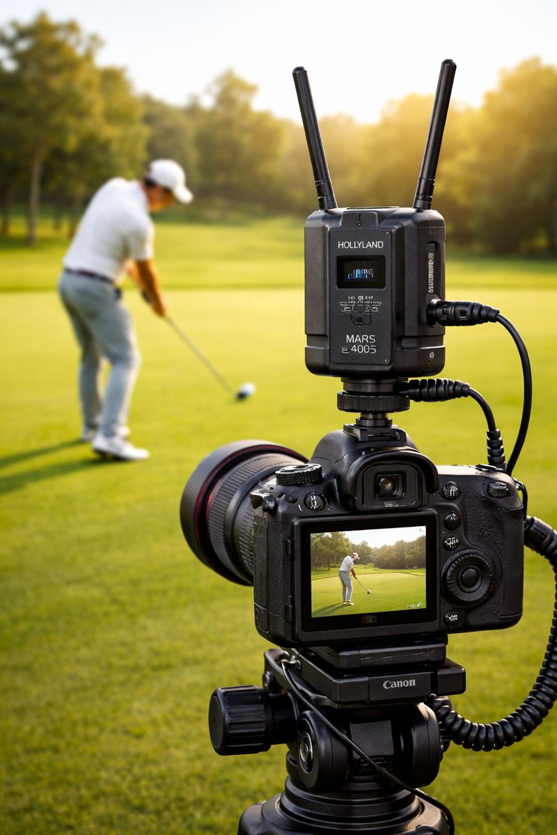hollyland mars wireless camera transmitter for golf tournament live video production
