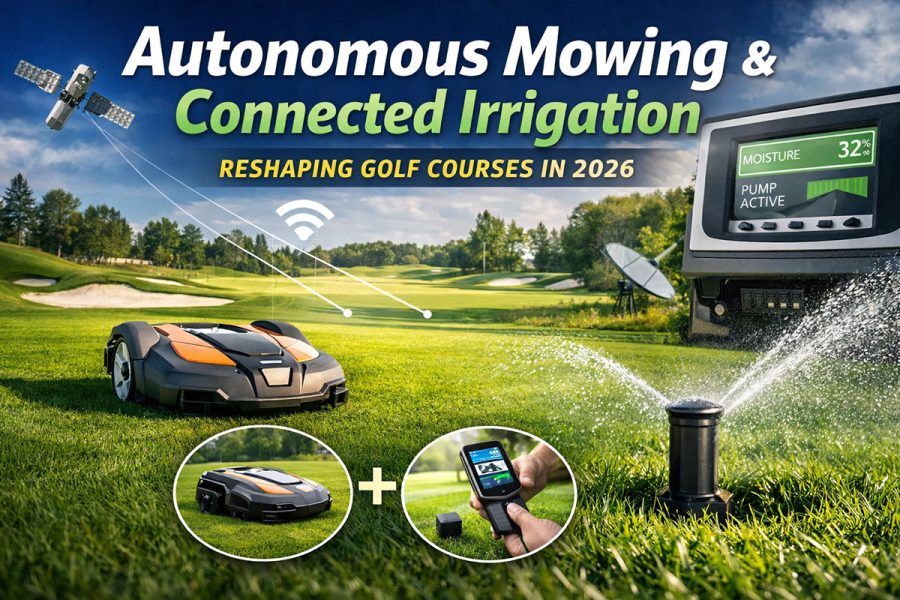 Autonomous mowing and connected irrigation technology on a modern golf course in 2026