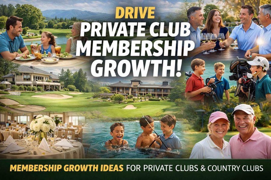 Featured image for private club membership growth showing golf, dining, family activities, social gatherings, and clubhouse amenities for private clubs and country clubs.