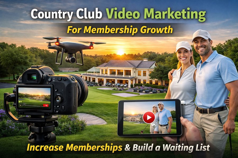 Country club video marketing for private golf course membership growth featuring clubhouse, drone video, and member lifestyle visuals