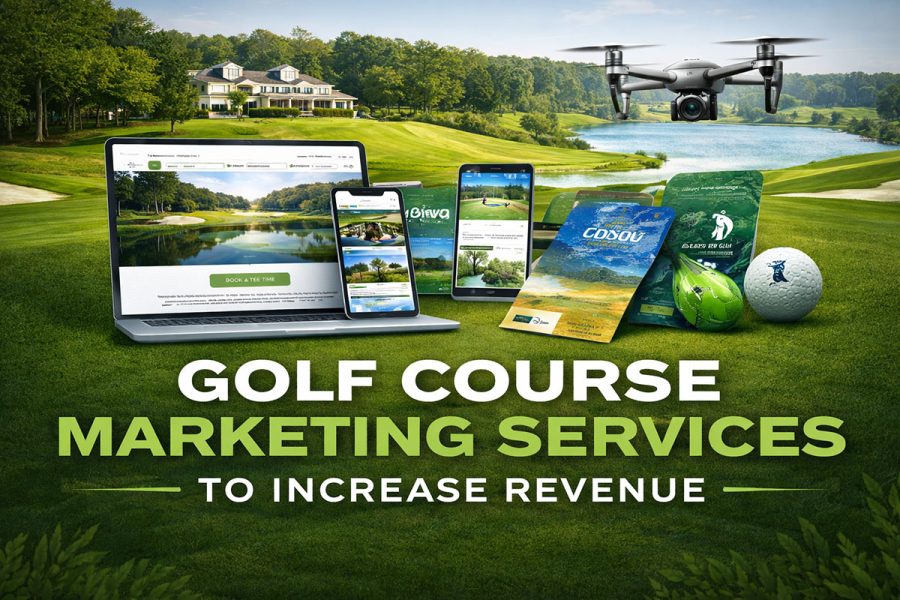Golf course marketing services by Giraffix Golf with website design, social media, drone photography, and promotional tools for golf course revenue growth